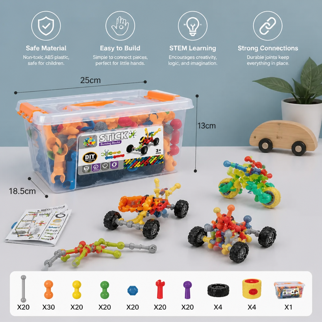 Educational DIY Building Set with Movable Joints