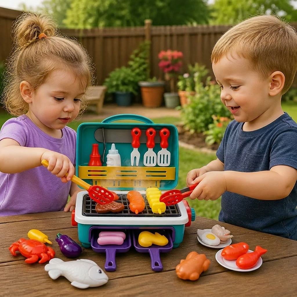 My first BBQ grill – children's kitchen with smoke effect and colour-changing food