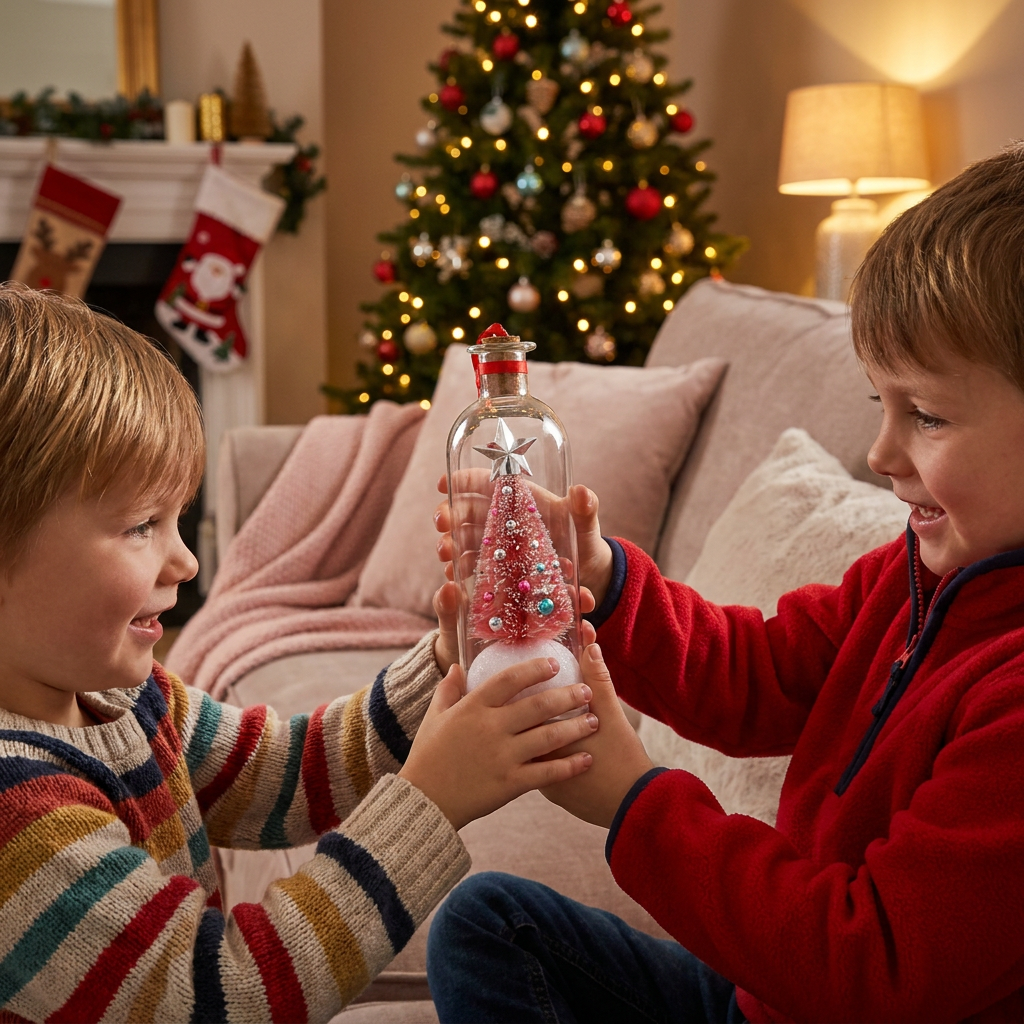 Recordable Christmas Message-in-a-Bottle Ornament with Voice Playback