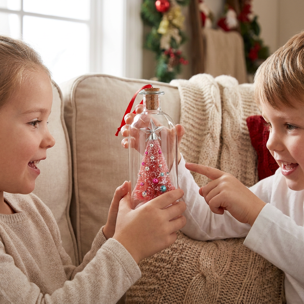 Recordable Christmas Message-in-a-Bottle Ornament with Voice Playback