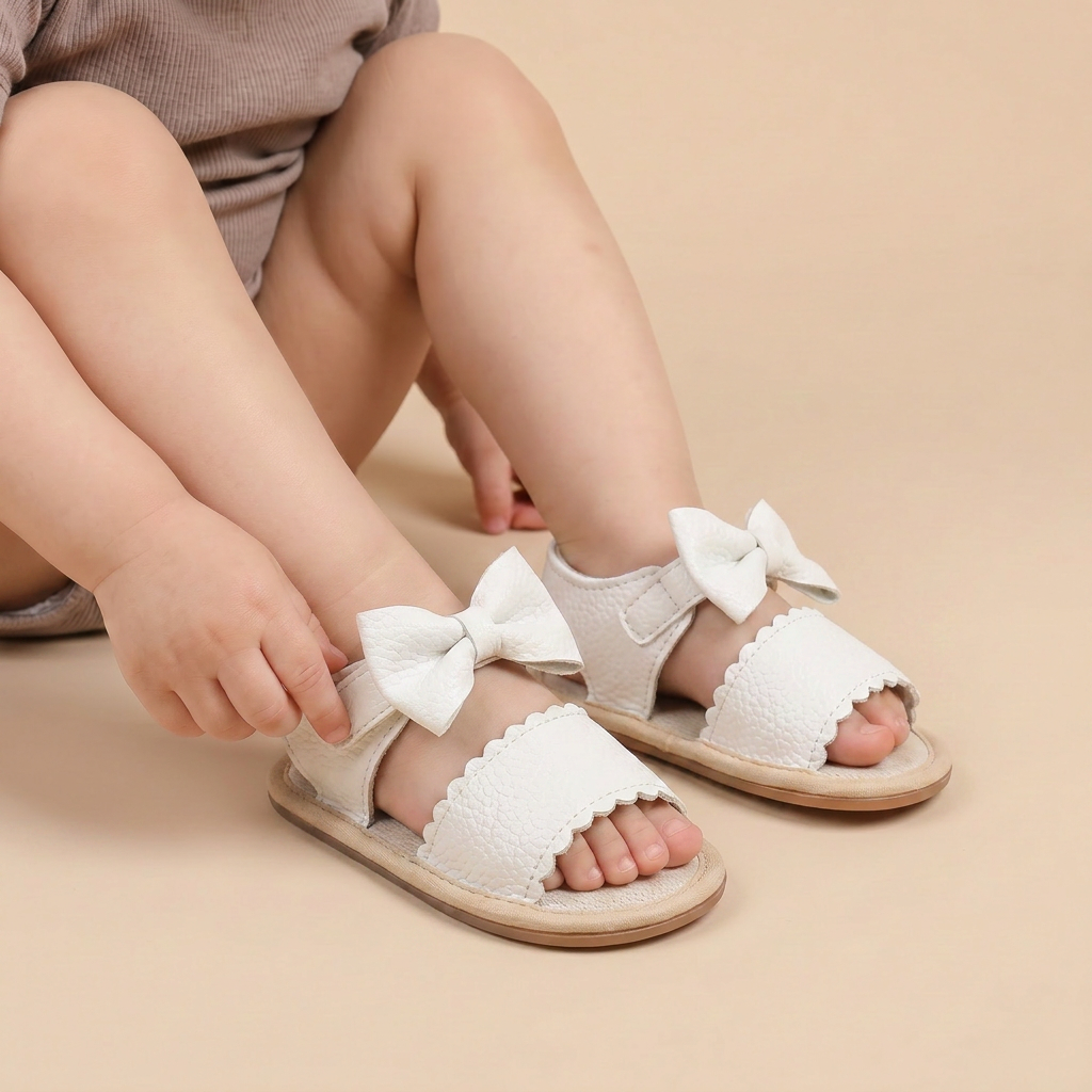 Peep-Toe Bow Slingback Sandals