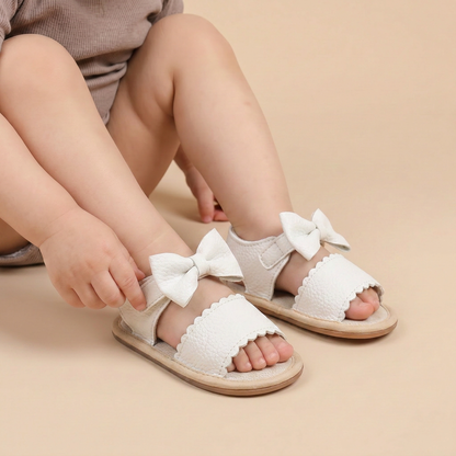 Peep-Toe Bow Slingback Sandals