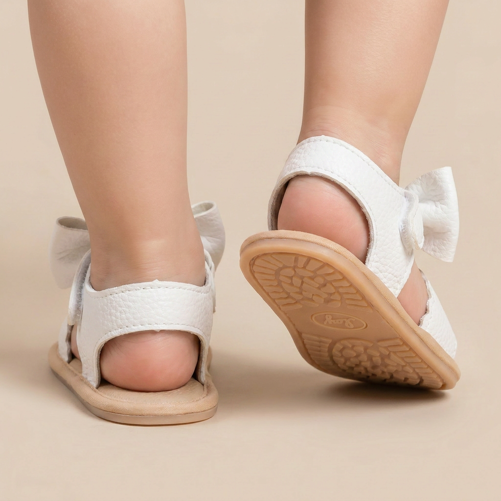Peep-Toe Bow Slingback Sandals