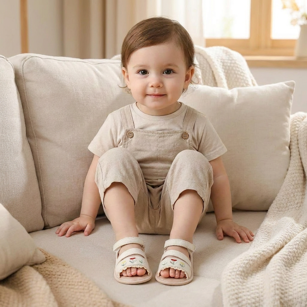 Embroidered Ruffle Edge Sandals