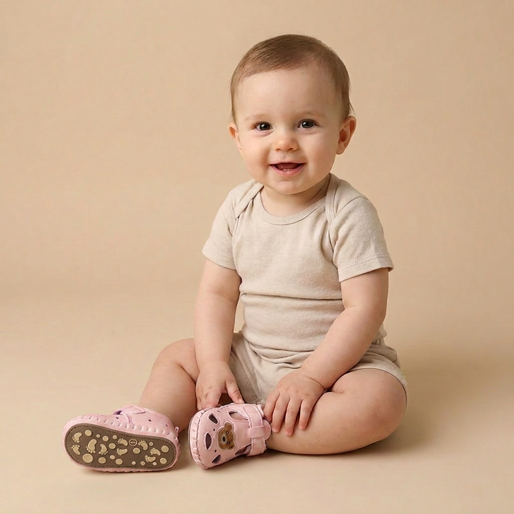 Teddy Bear Cutout Closed-Toe Sandals