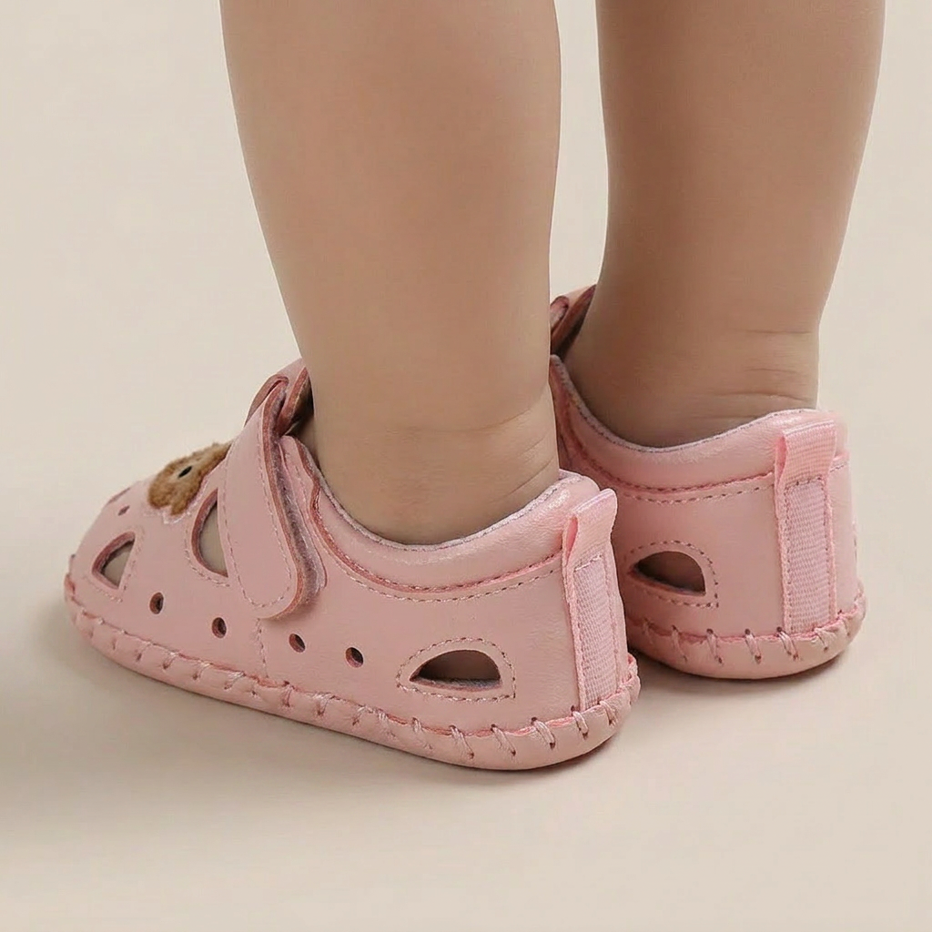Teddy Bear Cutout Closed-Toe Sandals