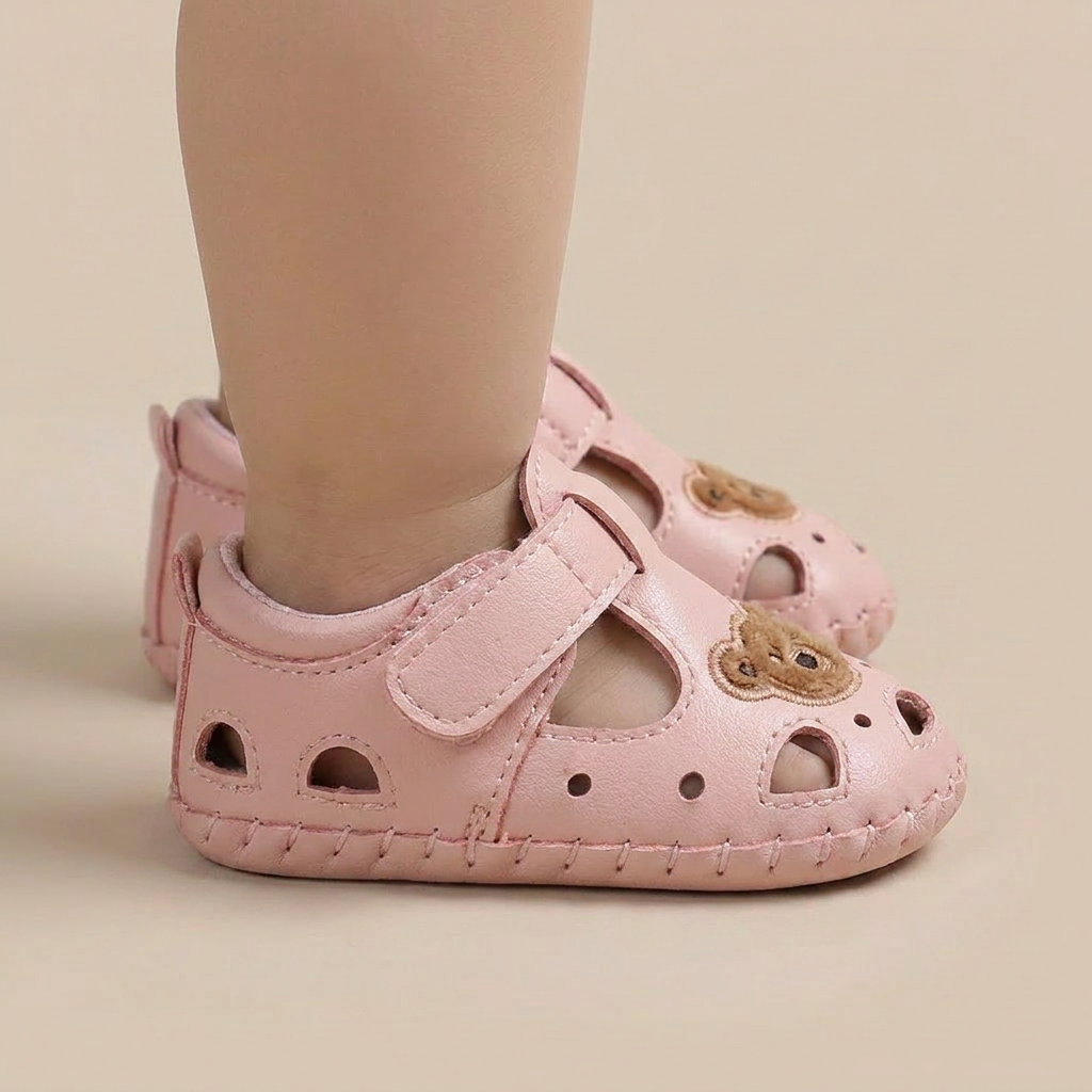 Teddy Bear Cutout Closed-Toe Sandals