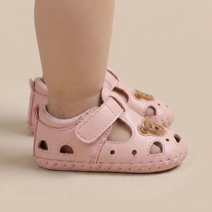Teddy Bear Cutout Closed-Toe Sandals