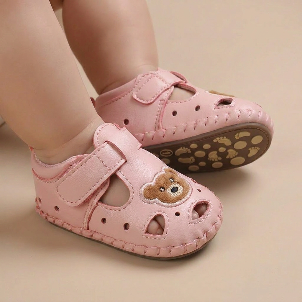 Teddy Bear Cutout Closed-Toe Sandals