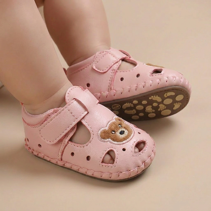 Teddy Bear Cutout Closed-Toe Sandals