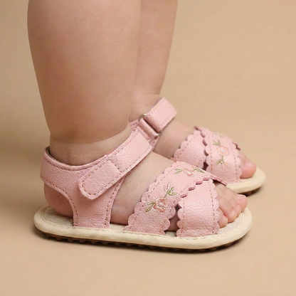 Scallop Edge Floral Sandals