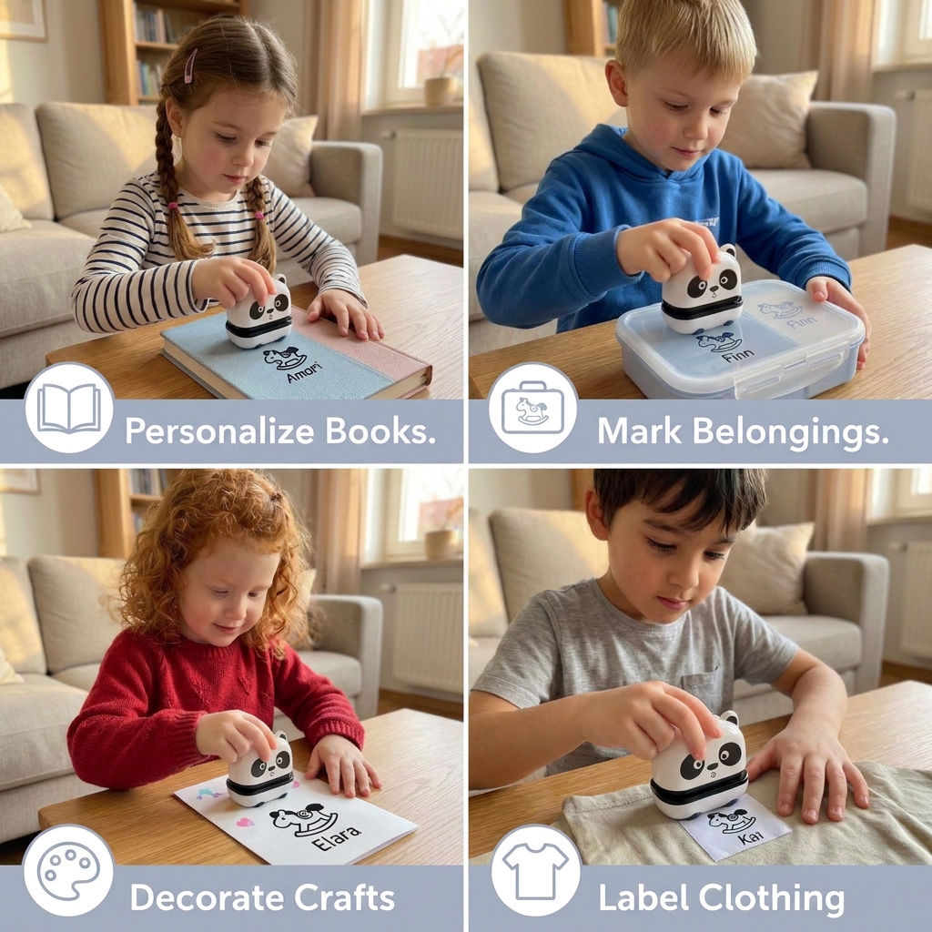 Personalized Kids’ Permanent Name Stamp for Clothing & School Supplies