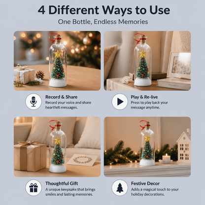 Recordable Christmas Message-in-a-Bottle Ornament with Voice Playback