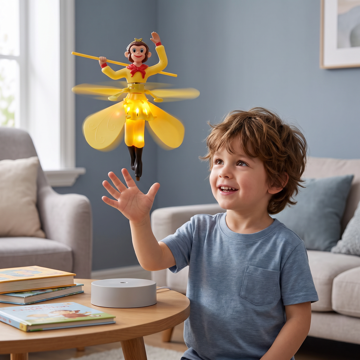 Interactive Flying Monkey Toy with Motion Sensor & LED Lights