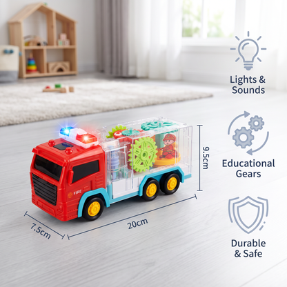 Interactive Gear Fire Truck Toy with Lights