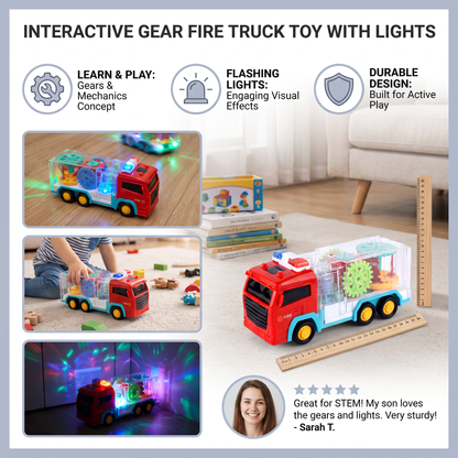 Interactive Gear Fire Truck Toy with Lights