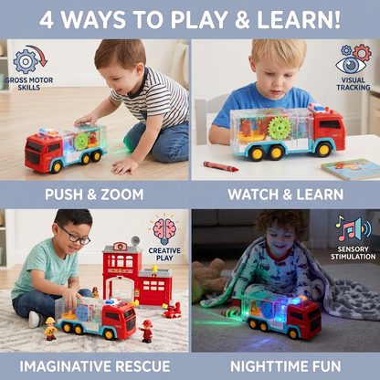 Interactive Gear Fire Truck Toy with Lights