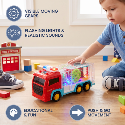 Interactive Gear Fire Truck Toy with Lights