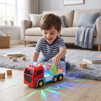 Interactive Gear Fire Truck Toy with Lights