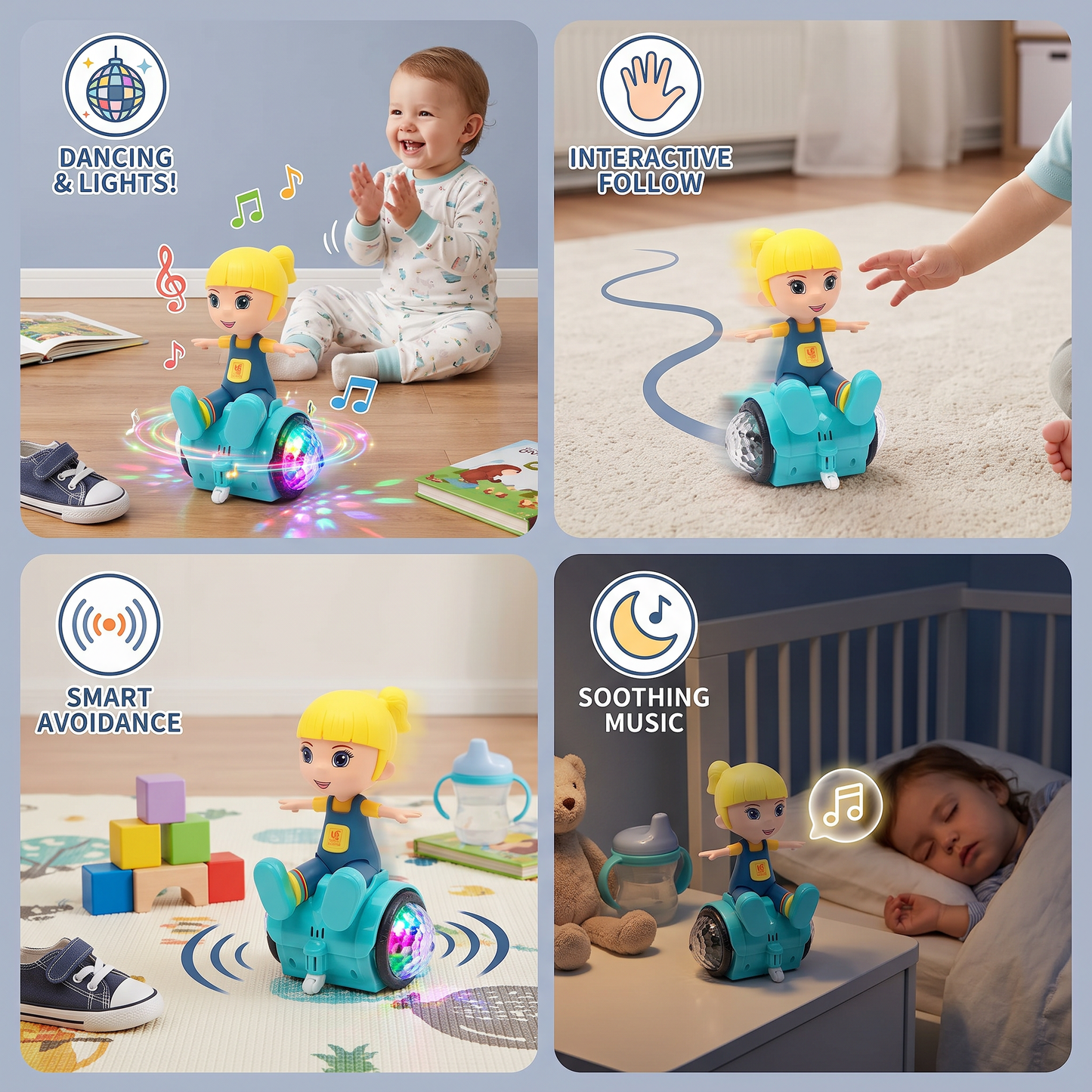 Interactive 360° Dancing Balance Toy with Lights & Music
