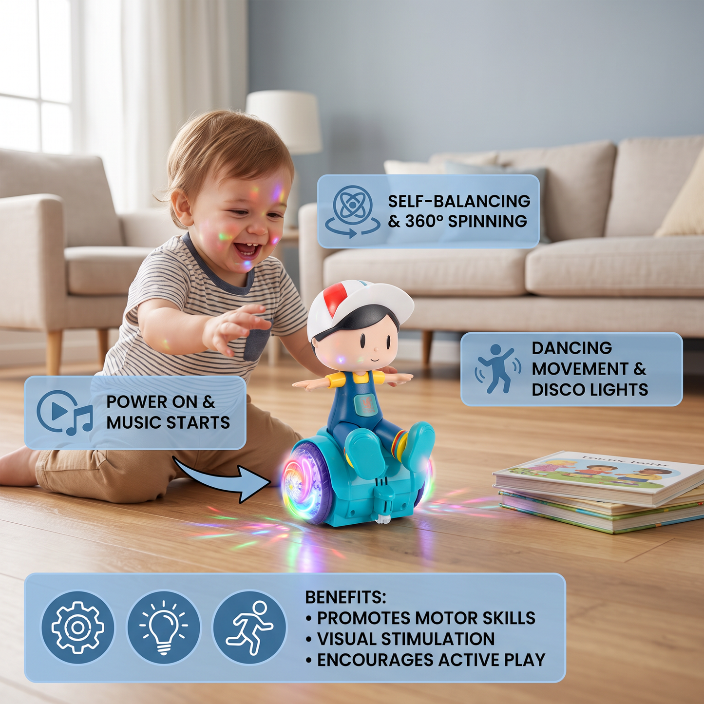 Interactive 360° Dancing Balance Toy with Lights & Music