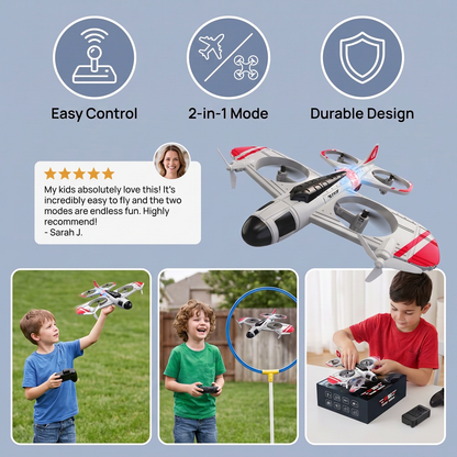 2-in-1 Remote Control Fighter Jet & Drone Toy