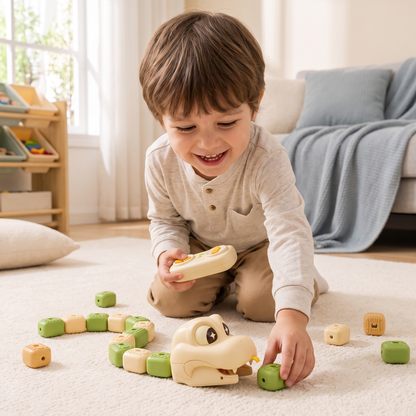 Interactive Growing RC Snake STEM Toy – Eats Blocks & Grows Longer