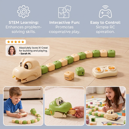 Interactive Growing RC Snake STEM Toy – Eats Blocks & Grows Longer