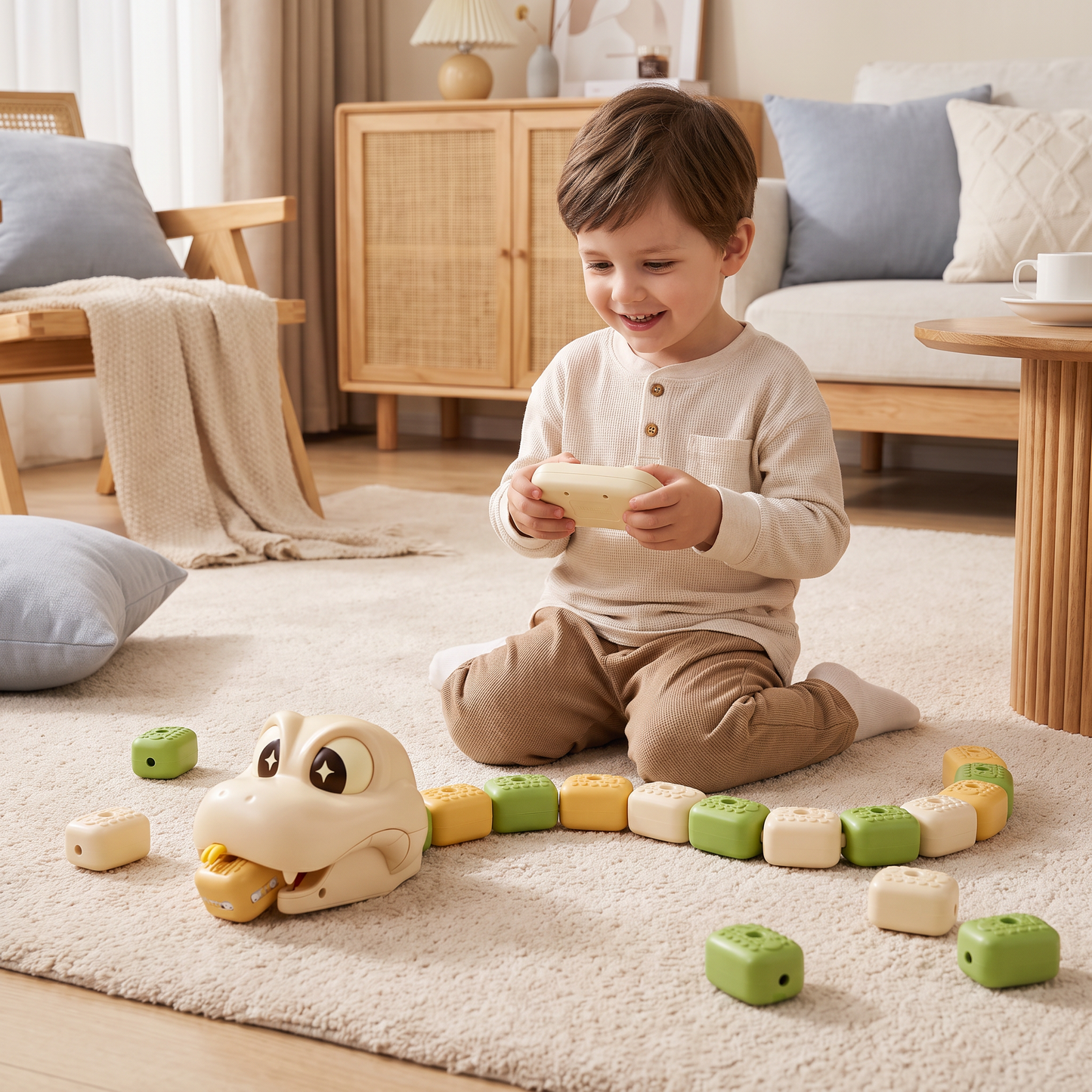 Interactive Growing RC Snake STEM Toy – Eats Blocks & Grows Longer