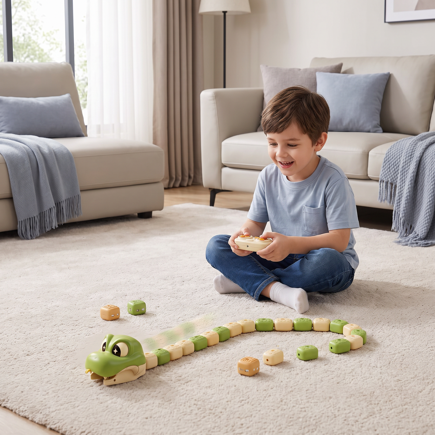 Interactive Growing RC Snake STEM Toy – Eats Blocks & Grows Longer