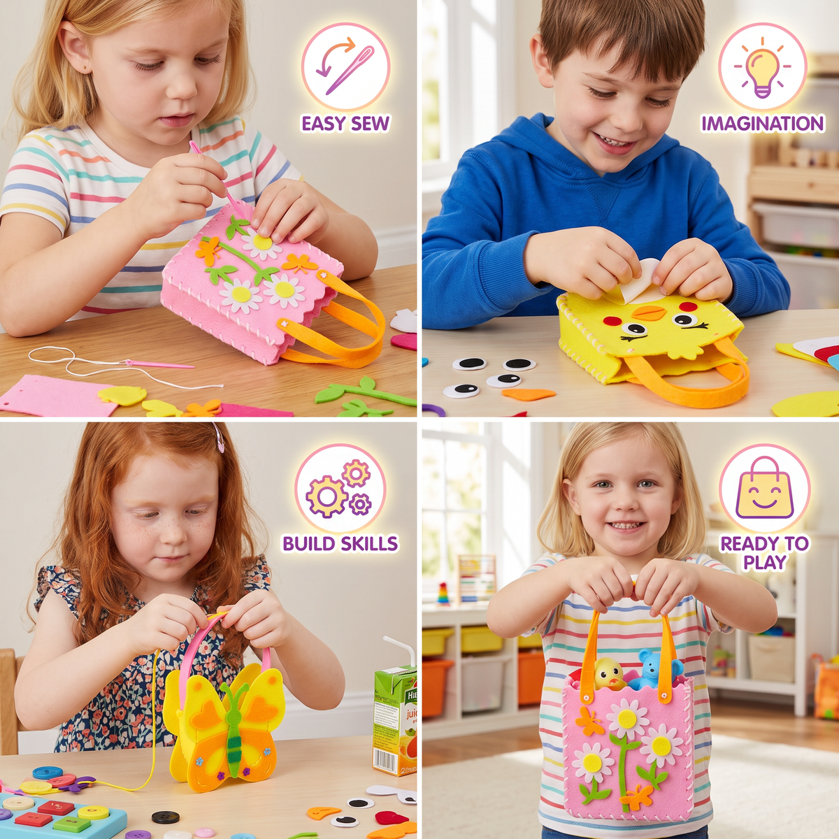 DIY Cute Felt Handbag Sewing Craft Kit for Kids
