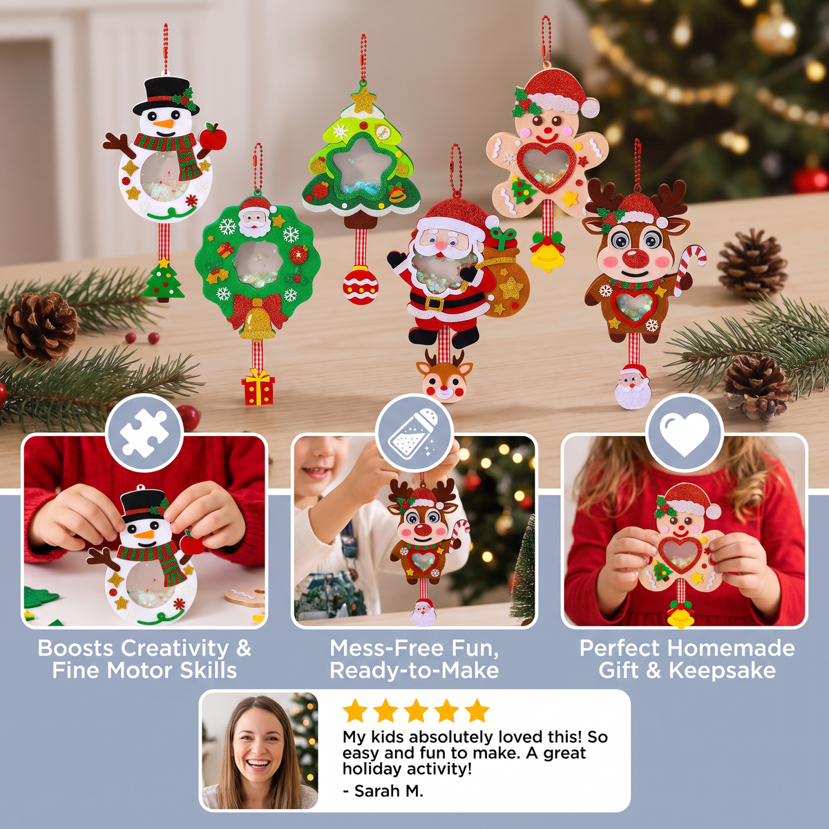 DIY Christmas Shaker Ornament Craft Kit for Kids