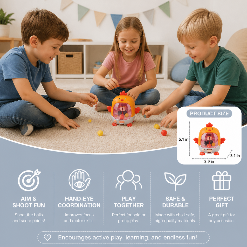 Interactive Chicken Ball Game for Kids – Aim, Shoot & Score Learning Toy