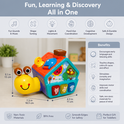 Baby Snail Learning Toy with Phone, Shape Sorter & Animal Sounds