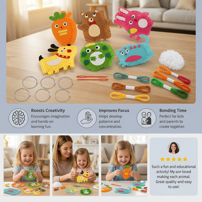 Safe DIY Felt Animal Sewing Set