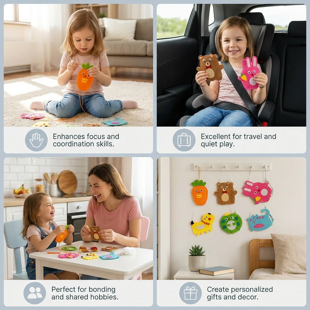 Safe DIY Felt Animal Sewing Set