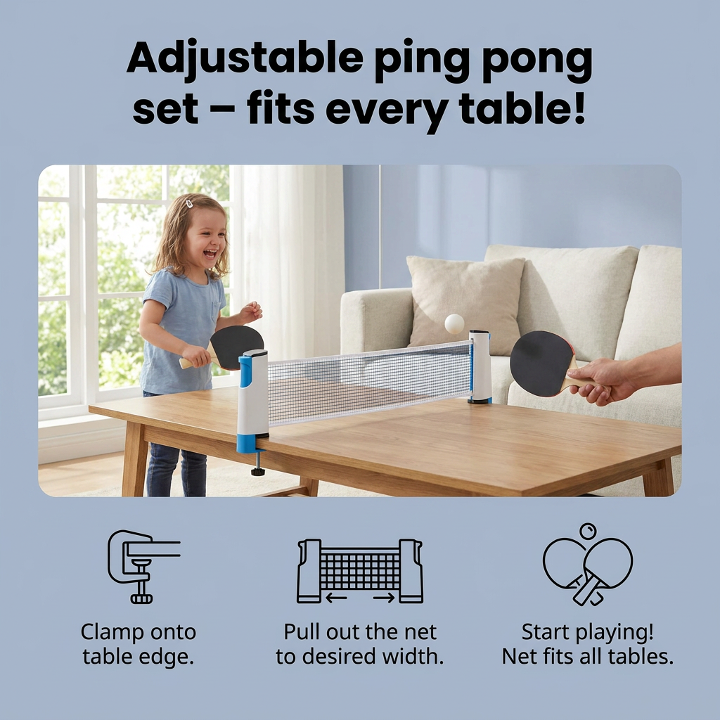Adjustable table tennis set - suitable for every table!