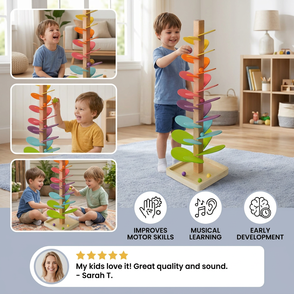 Montessori Rainbow Marble Tower