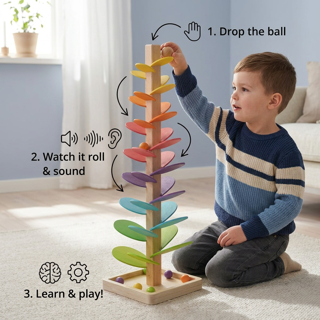 Montessori Rainbow Marble Tower