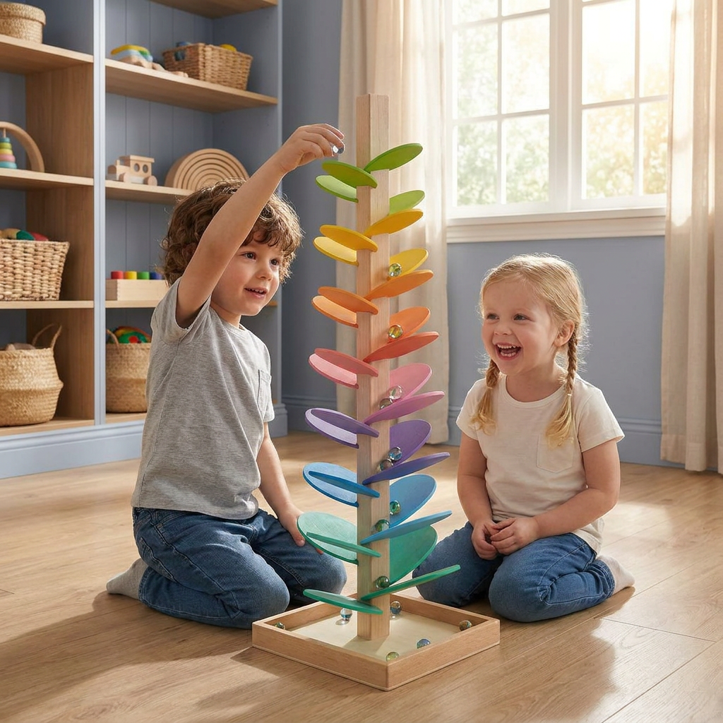 Montessori Rainbow Marble Tower