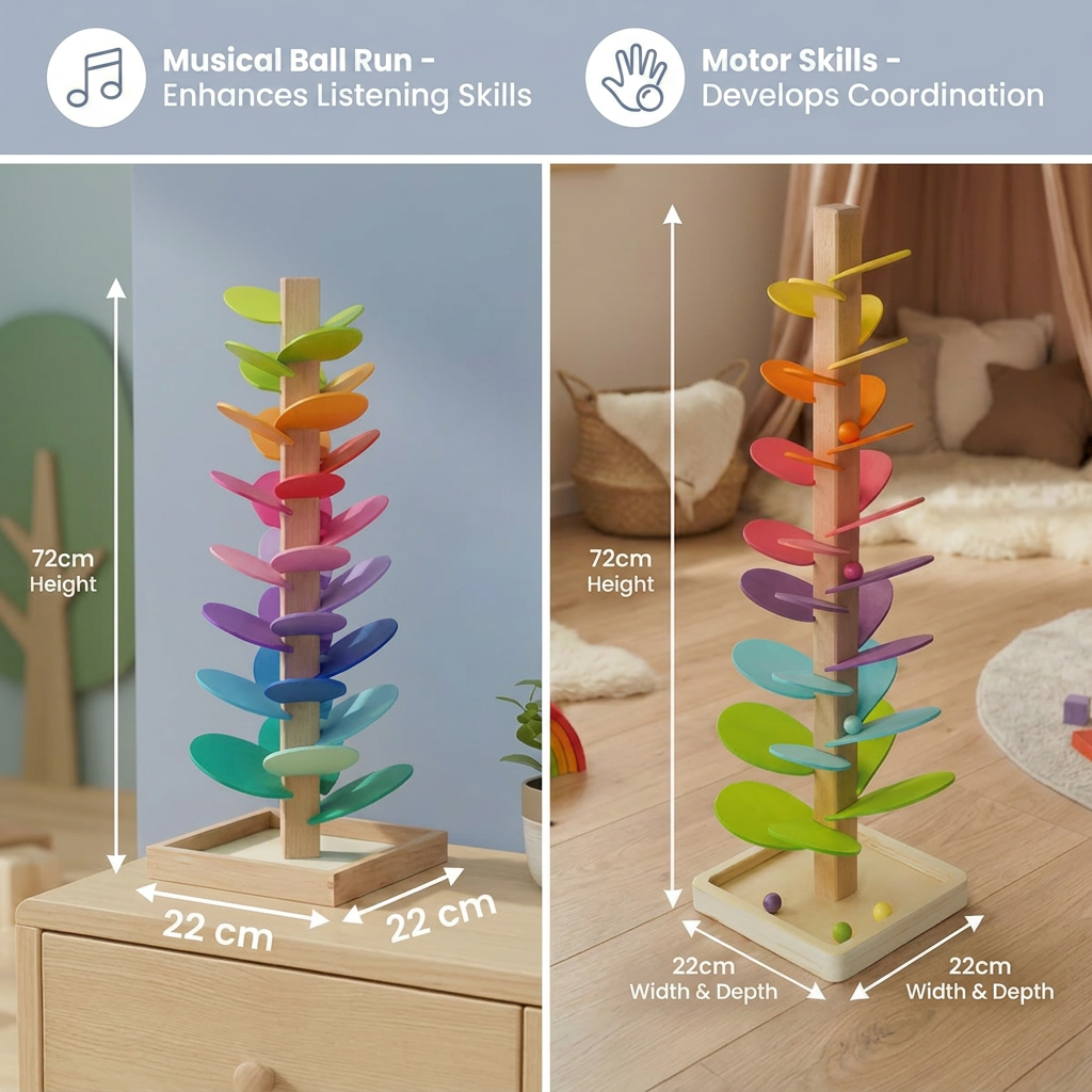 Montessori Rainbow Marble Tower