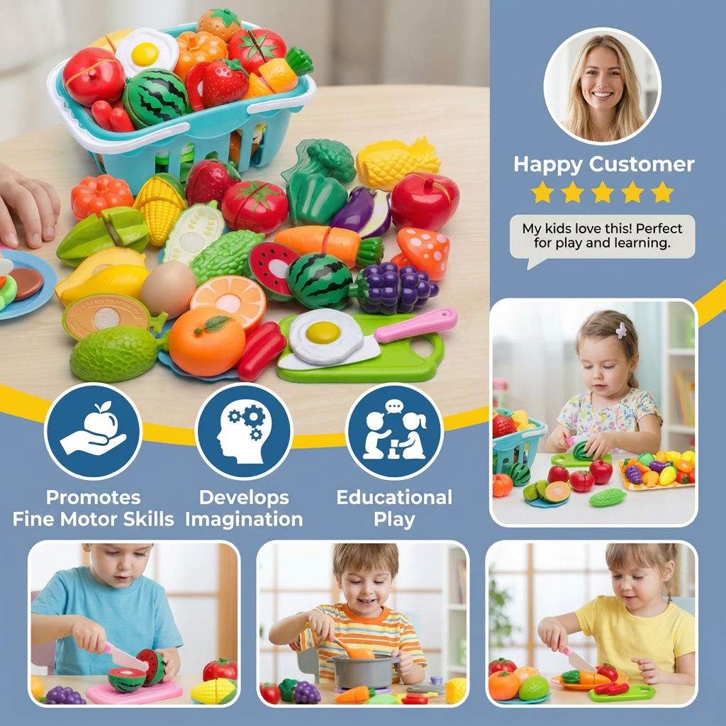 Cuttable Fruits and Vegetables Play Set