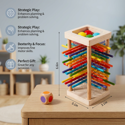 Educational 3-in-1 Wooden Ball and Stick Dexterity Game