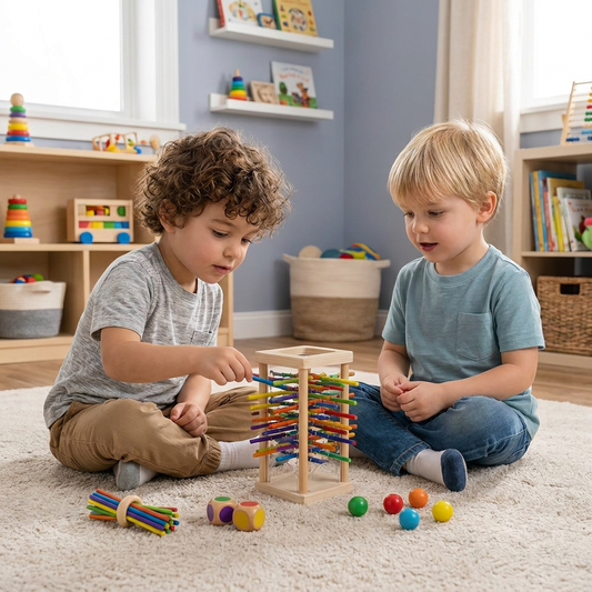 Educational 3-in-1 Wooden Ball and Stick Dexterity Game