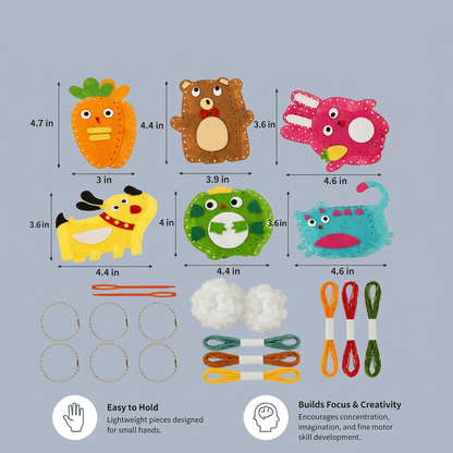 Safe DIY Felt Animal Sewing Set