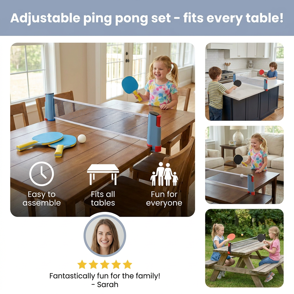 Adjustable table tennis set - suitable for every table!