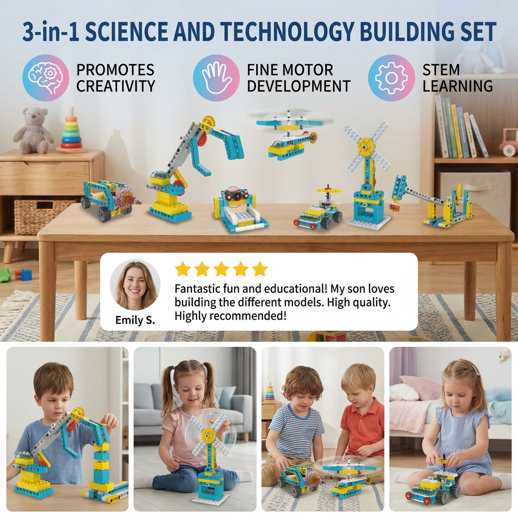 3in1 Science and Engineering Building Blocks Play Set