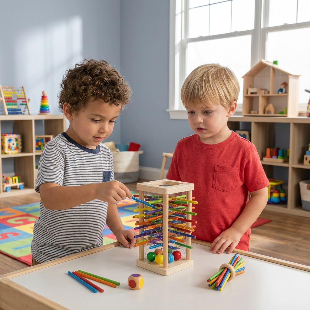 Educational 3-in-1 Wooden Ball and Stick Dexterity Game