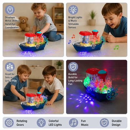 Light-Up Gear Boat – Musical Electric Toy Boat for Kids