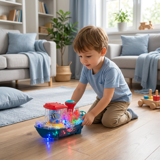 Light-Up Gear Boat – Musical Electric Toy Boat for Kids
